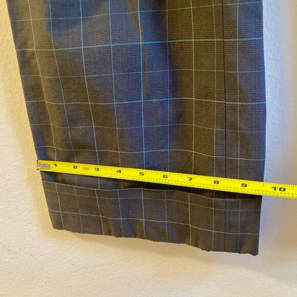 Club Monaco Navy Blue Teal Plaid Trouser Pants Ankle Cropped Size 4 - Picture 9 of 10